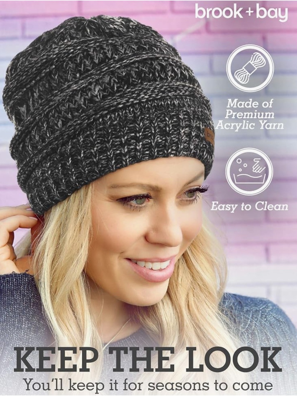 Brook + Bay Women's Adult Winter Cozy Knit Beanie Hat Gray - Picture 5 of 14